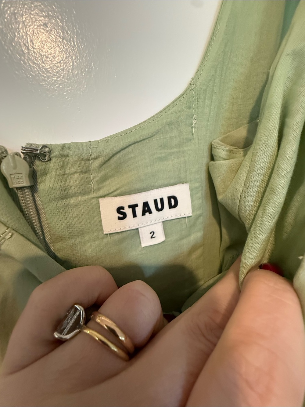 STAUD Sage Green Sleeveless Wells Midi Dress - Picture 2 of 2